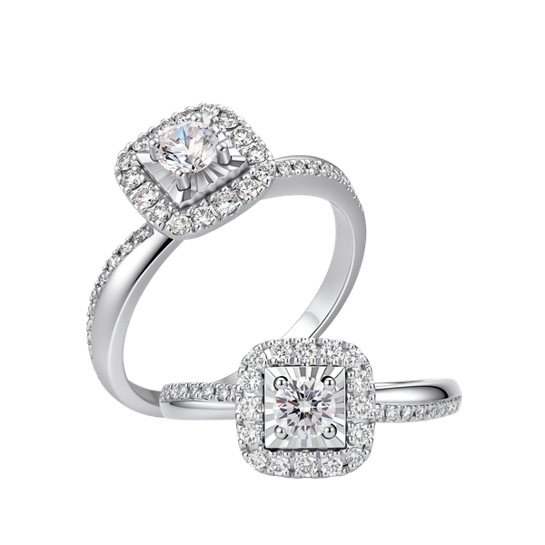 Nhẫn nữ kim cương 8 Hearts & Arrows vàng 14K Cadris H&A 2C