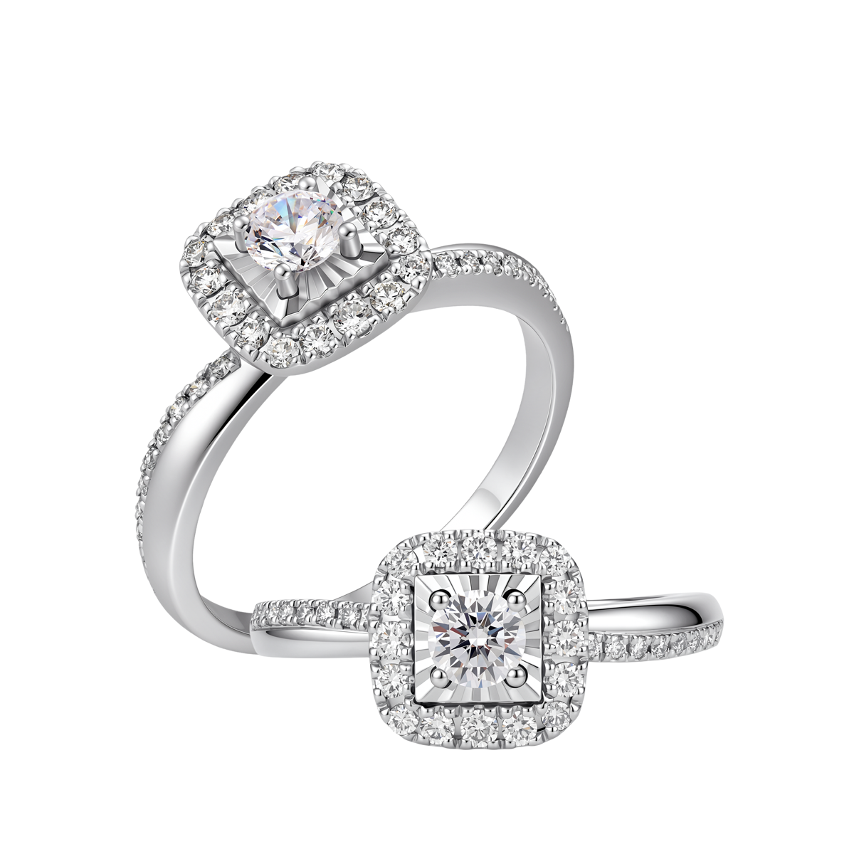 Nhẫn nữ kim cương 8 Hearts & Arrows vàng 14K Cadris H&A 2C