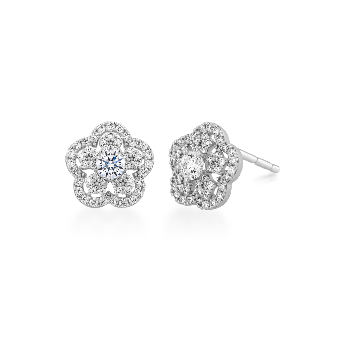 Hoa tai kim cương 8 Hearts & Arrows vàng 14K Emylia H&A 2C GVER0086666