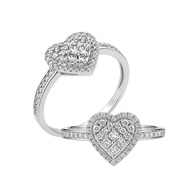 Nhẫn nữ kim cương viên vàng 14K Heartbliss TD