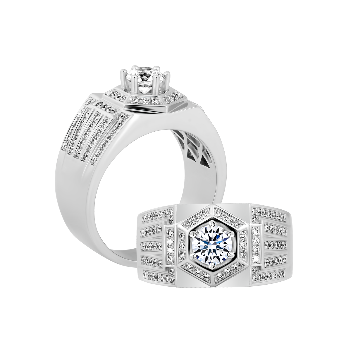 Nhẫn nam kim cương tấm vàng 14K Sturdy 1CT W