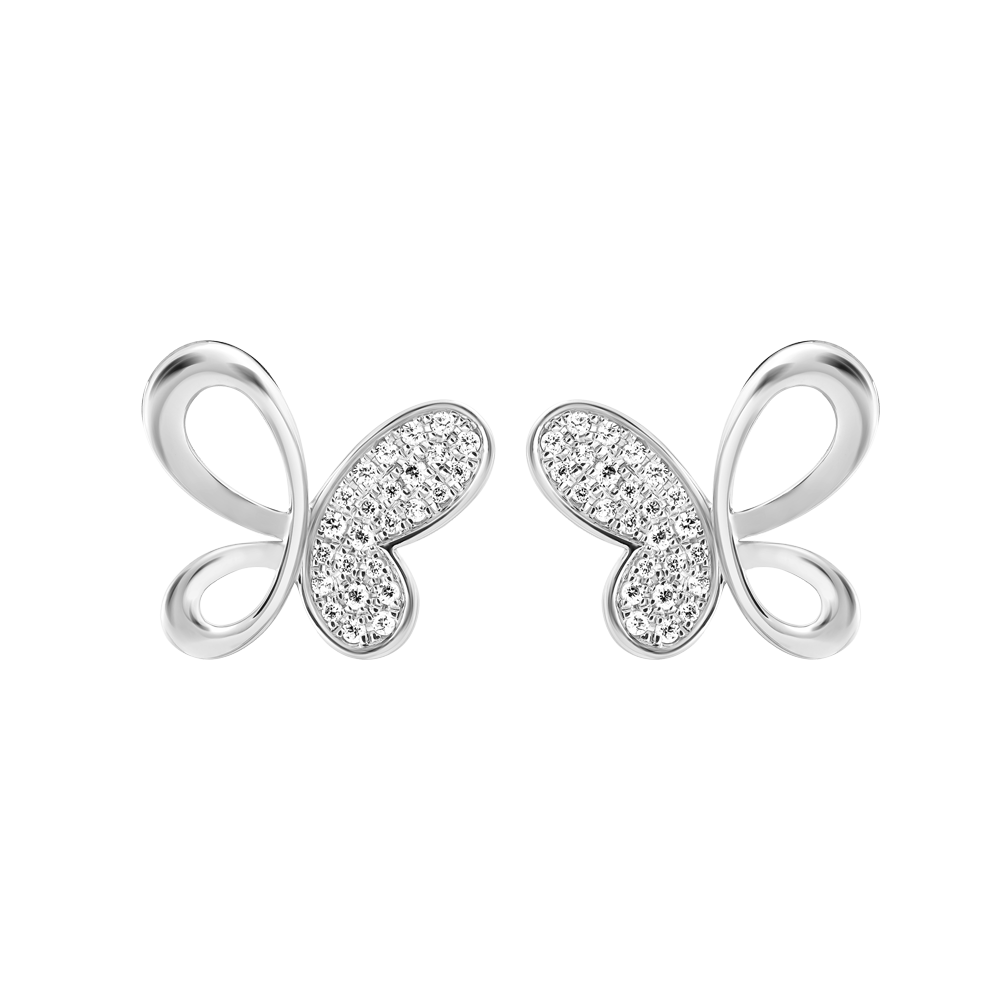 Hoa tai kim cương viên vàng 14K Clover