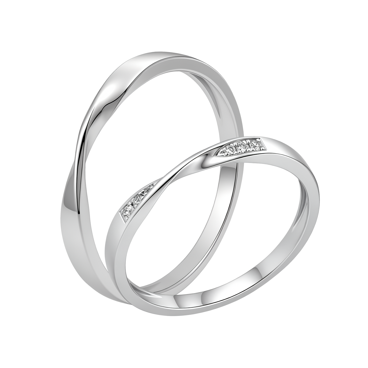 Nhẫn cưới nữ kim cương viên vàng 14K Buckling F