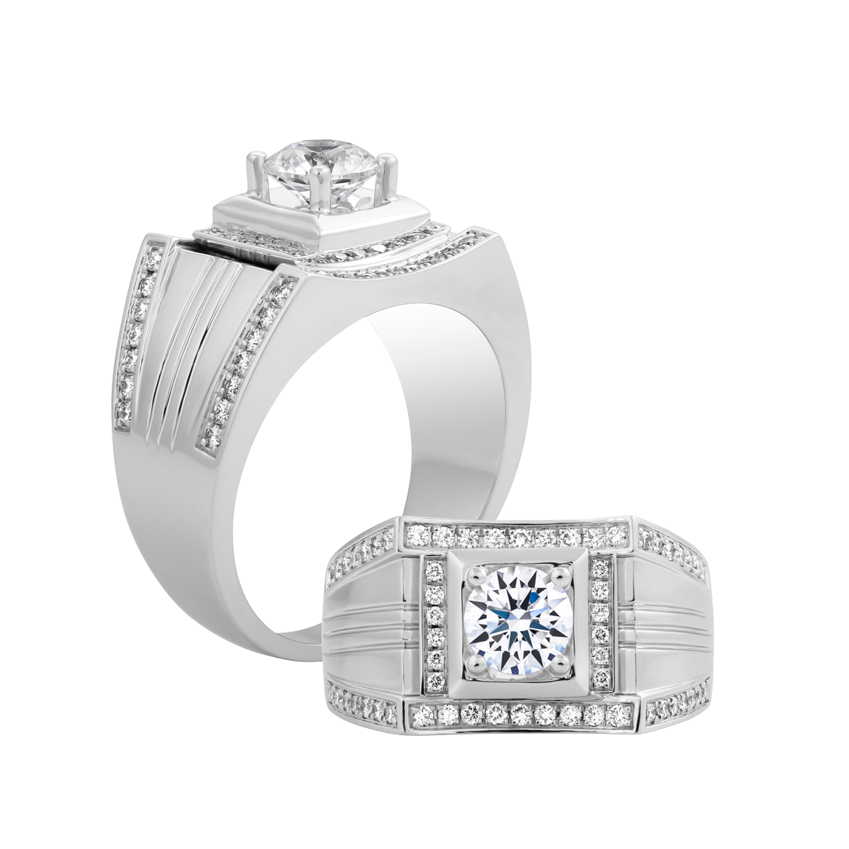 Nhẫn nam kim cương tấm vàng 14K RX450 5C W