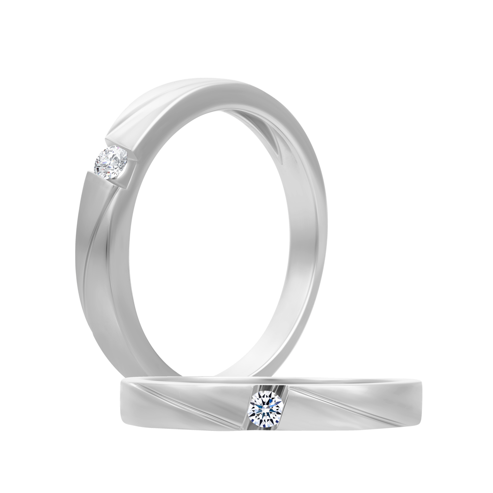 Nhẫn cưới nam kim cương viên vàng 14K Luminary M