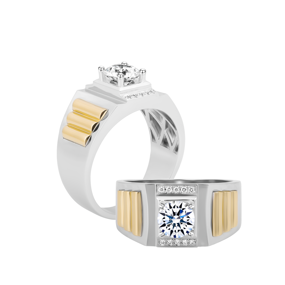 Nhẫn nam kim cương tấm vàng 14K Bolden 1CT WY