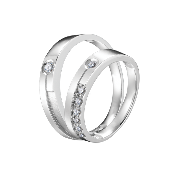 Nhẫn cưới nam kim cương vàng 14K Two of us 10p M