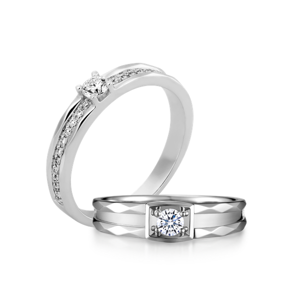 Nhẫn cưới nam kim cương vàng 14K Addision N10p M