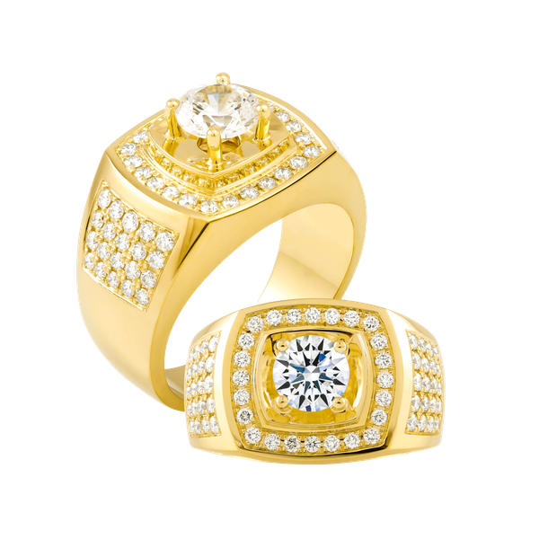 Nhẫn nam kim cương tấm vàng 14K Rollsing 1CT Y