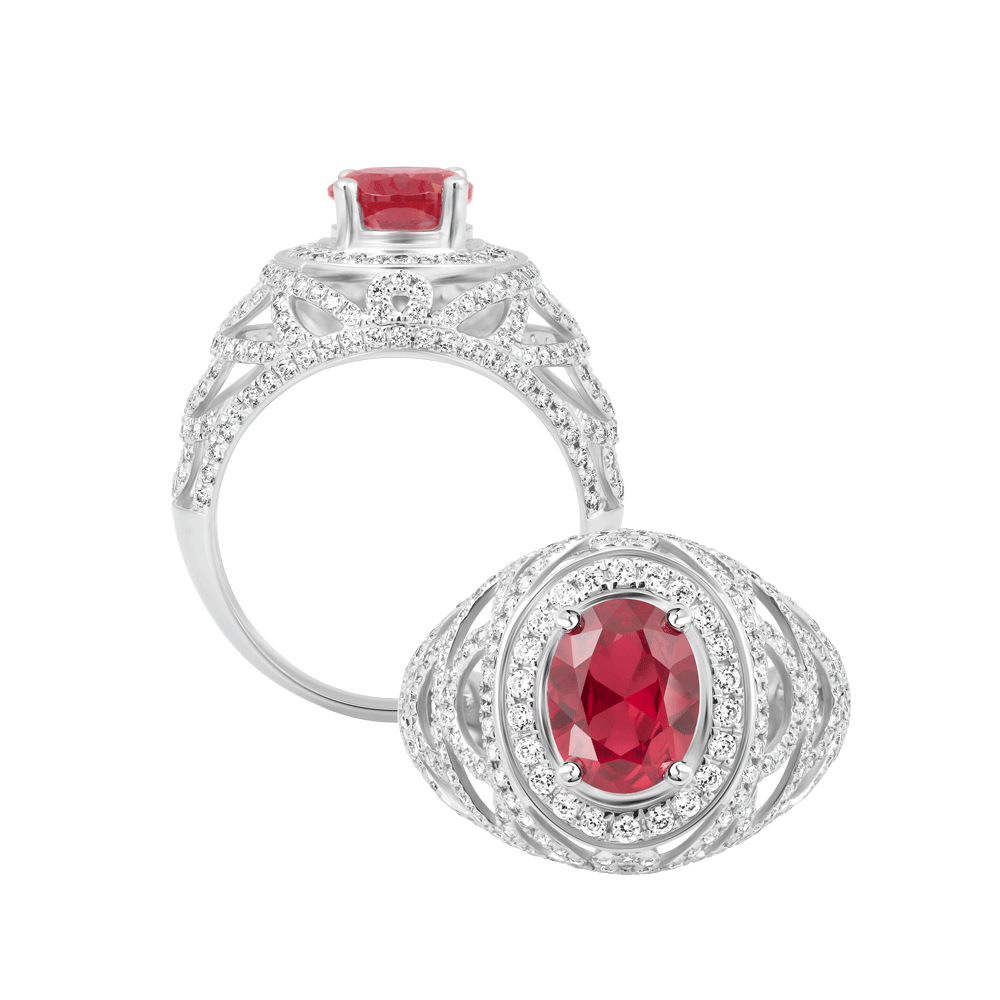 Nhẫn nữ đính đá màu Ruby vàng 10K Fearless S.RUB