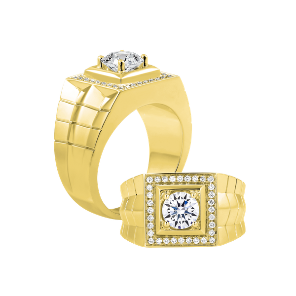 Nhẫn nam kim cương tấm vàng 14K Huracan 2CT Y