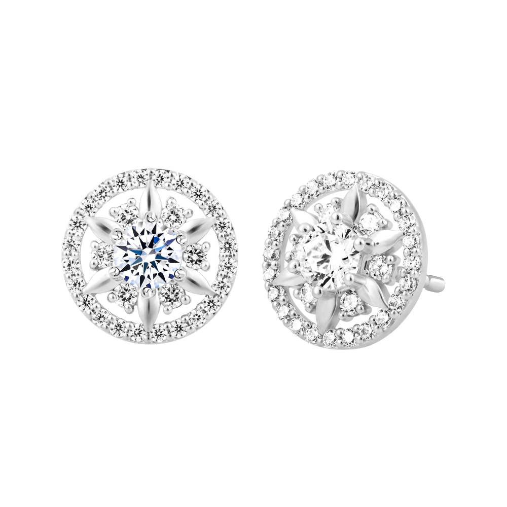 Hoa tai đính đá CZ vàng 14K Claretta V2 2C