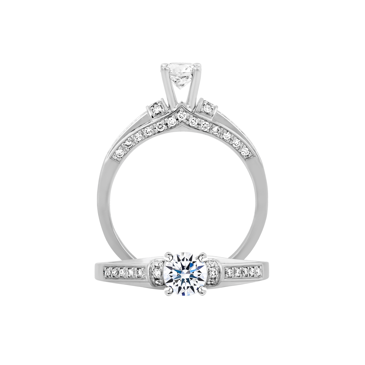 Nhẫn nữ kim cương viên vàng 14K Jocasta GIA 3C