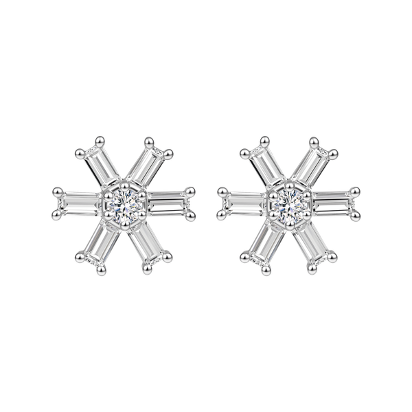 Hoa tai đính đá CZ vàng 14K Snowpack