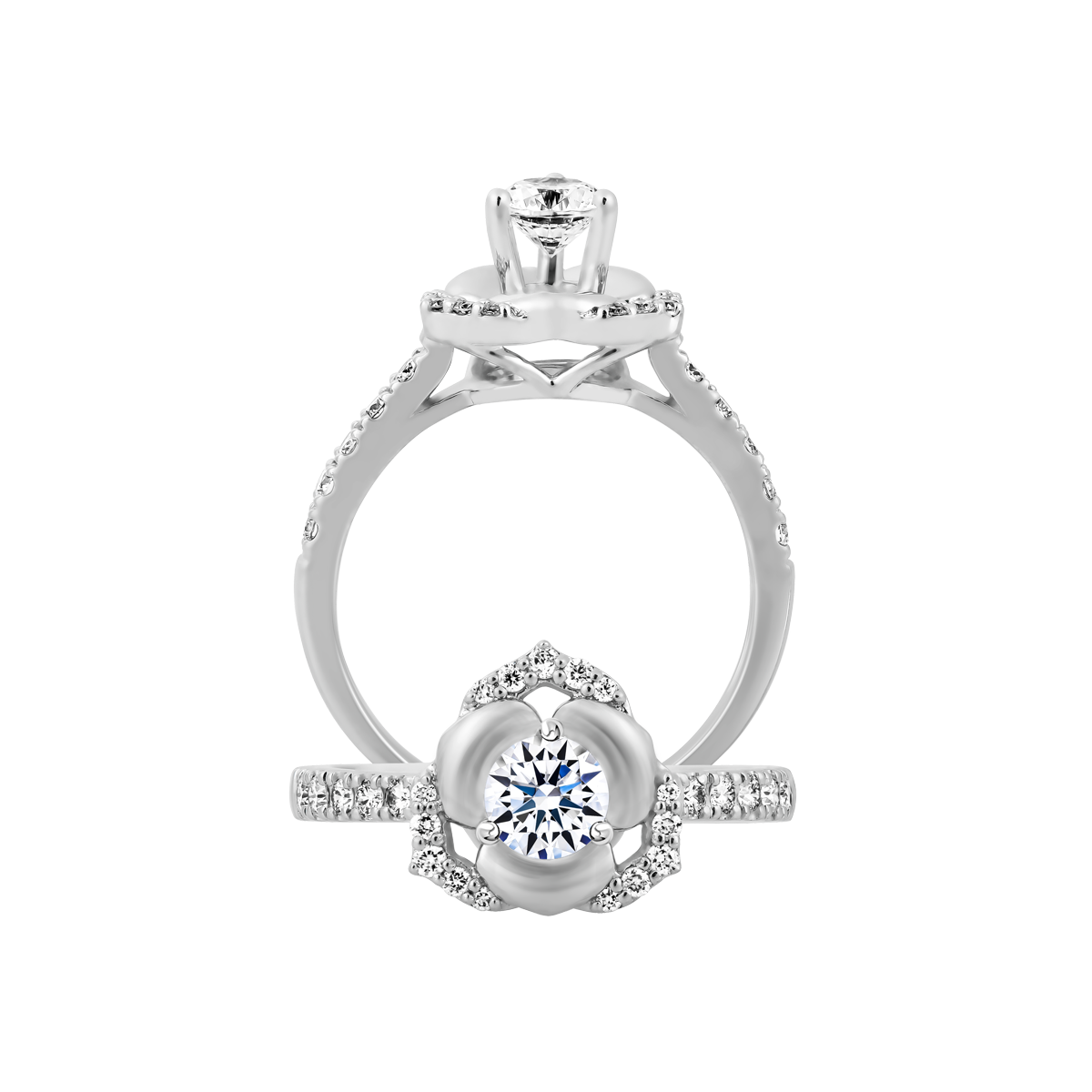 Nhẫn nữ kim cương 8 Hearts & Arrows vàng 14K Rosace H&A 3C GVRG0271513