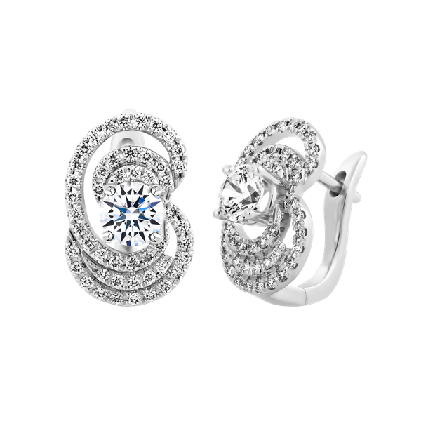 Hoa tai kim cương tấm vàng 14K Canary 3C