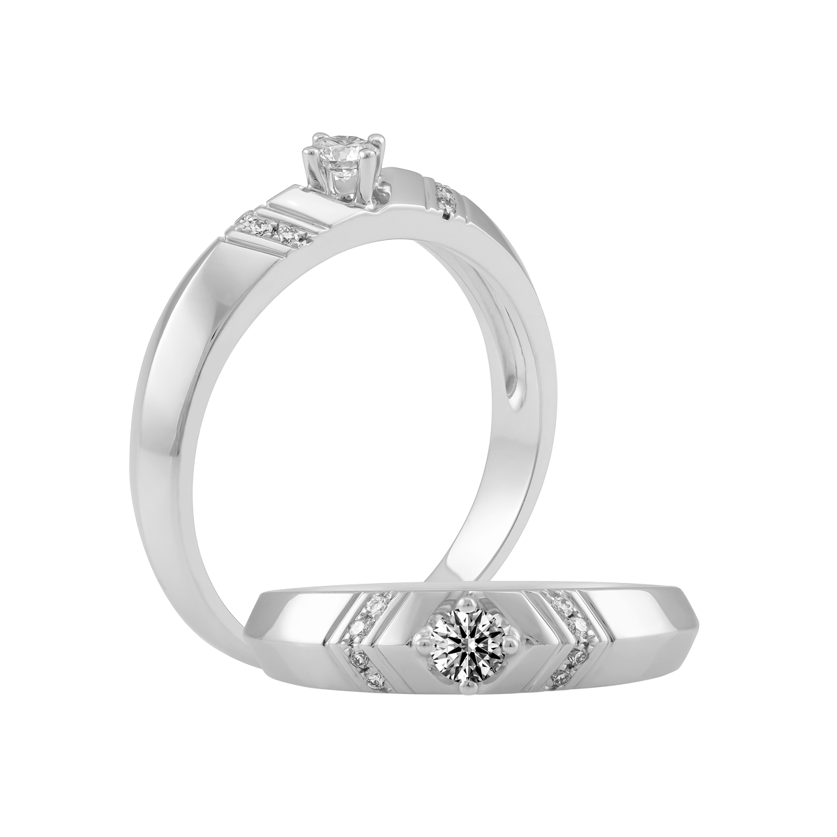 Nhẫn cưới nam kim cương vàng 14K Macerio 10p M GVRG0219182