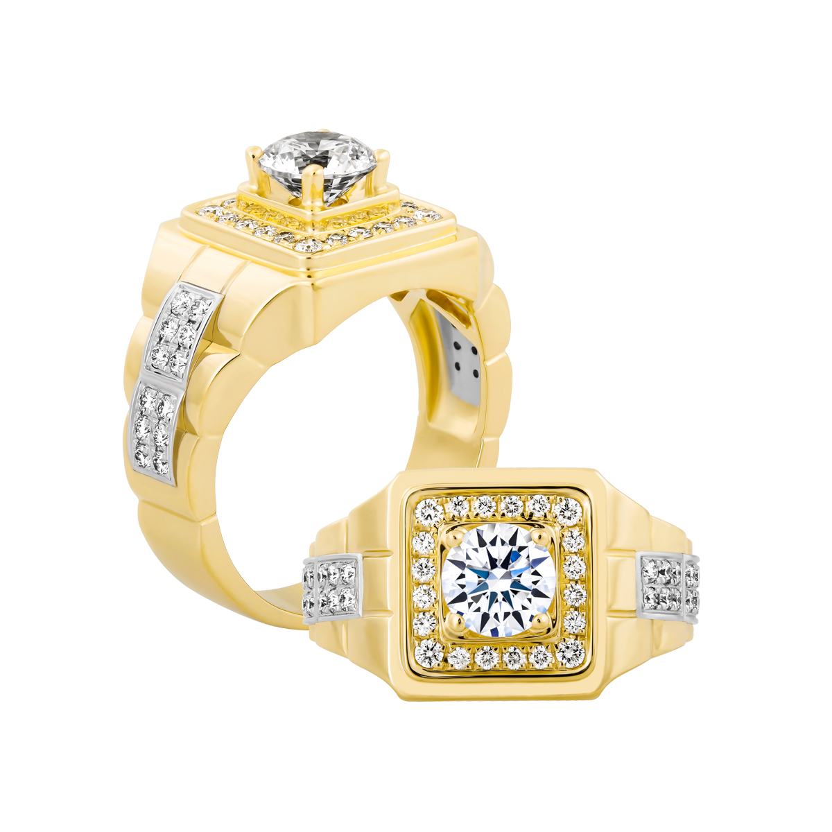 Nhẫn nam kim cương tấm vàng 14K Roger 1CT YW