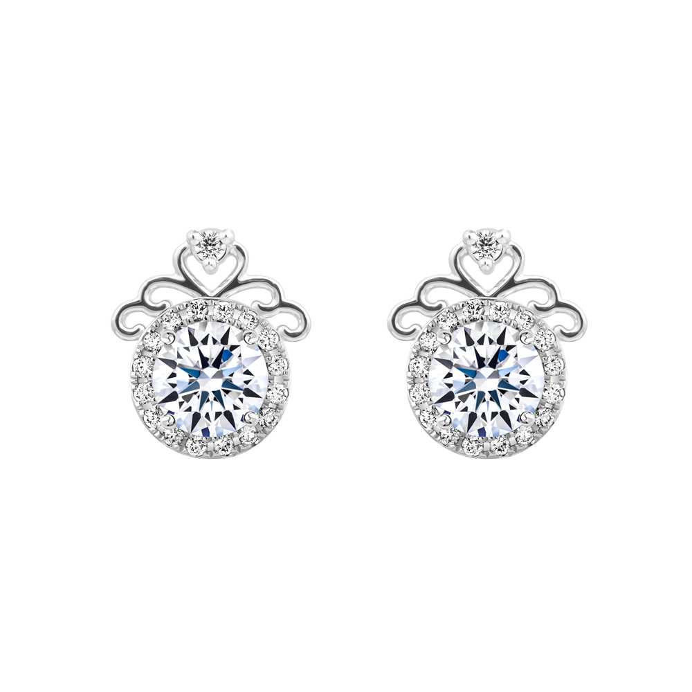 Hoa tai đính đá CZ vàng 14K Princess 3C