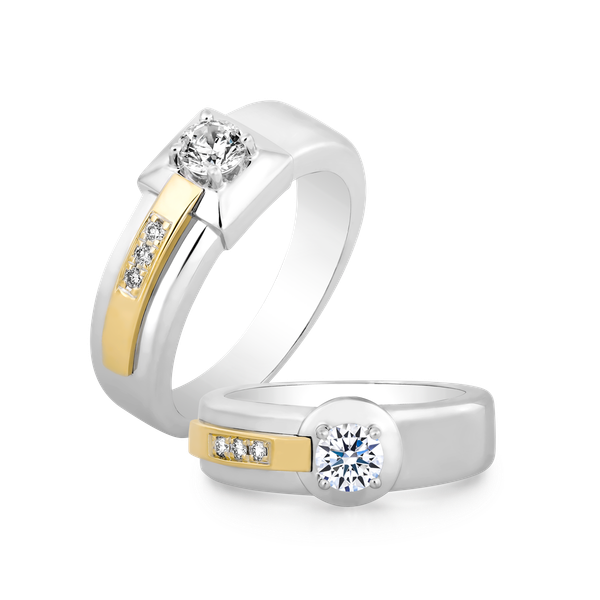 Nhẫn cưới nữ kim cương tấm vàng 14K Hamlin 3C F GVRG0231492