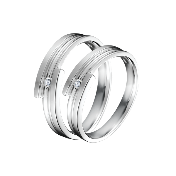 Nhẫn cưới nam đính đá CZ vàng 14K Gemsa M