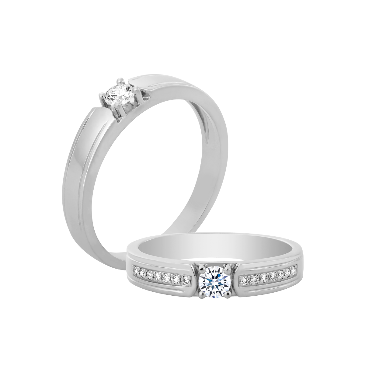 Nhẫn cưới nam kim cương vàng 14K Beloved 10p ST M