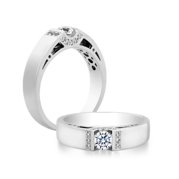 Nhẫn cưới nam kim cương tấm vàng 14K Kedves N2C M