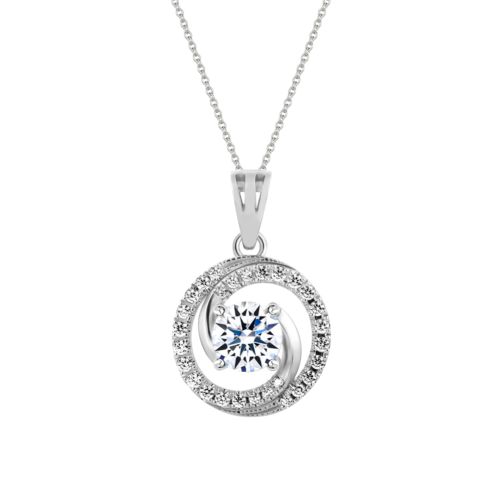 Mặt đính đá CZ vàng 14K Circular 1CT