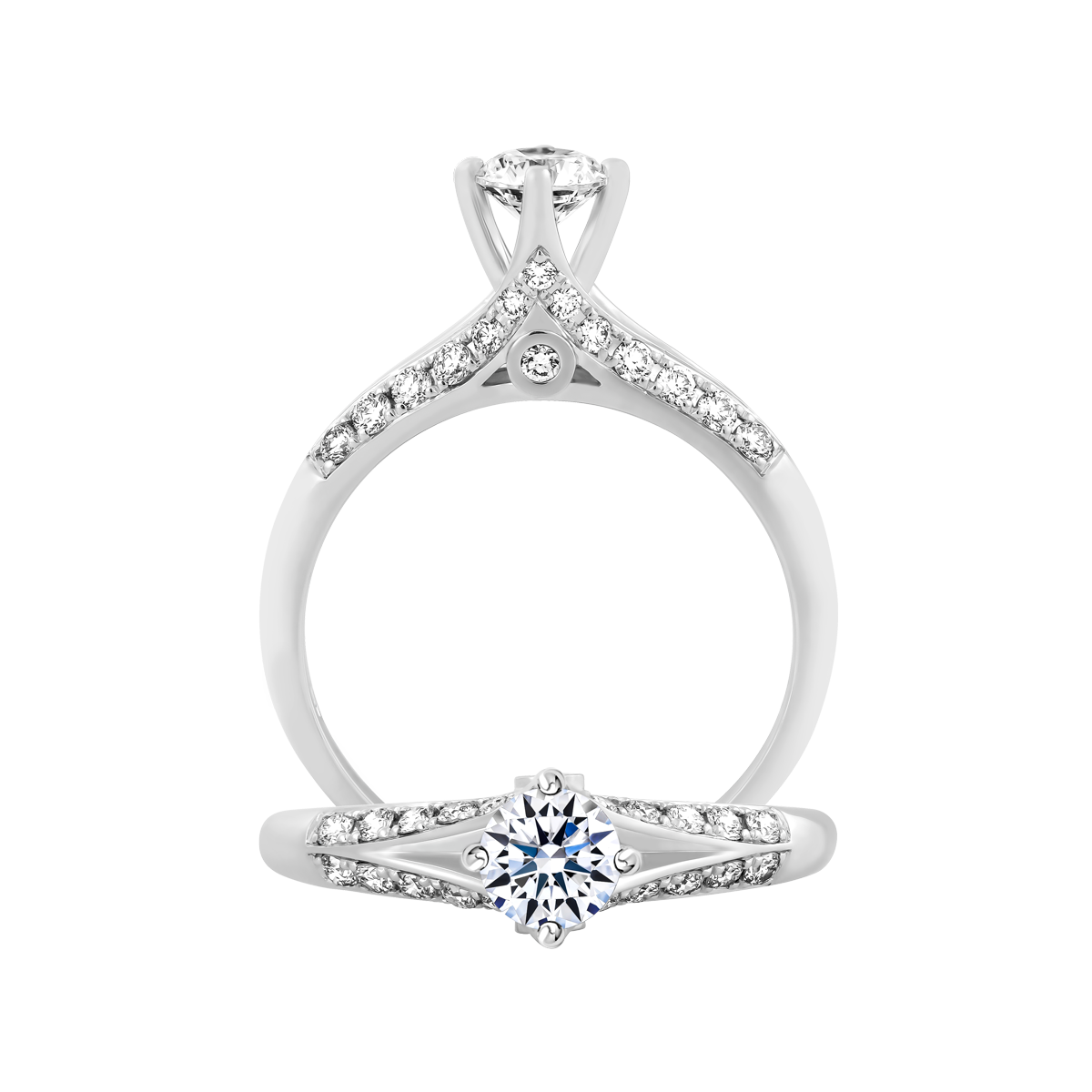 Nhẫn nữ kim cương 8 Hearts & Arrows vàng 14K Jacinda H&A 3C
