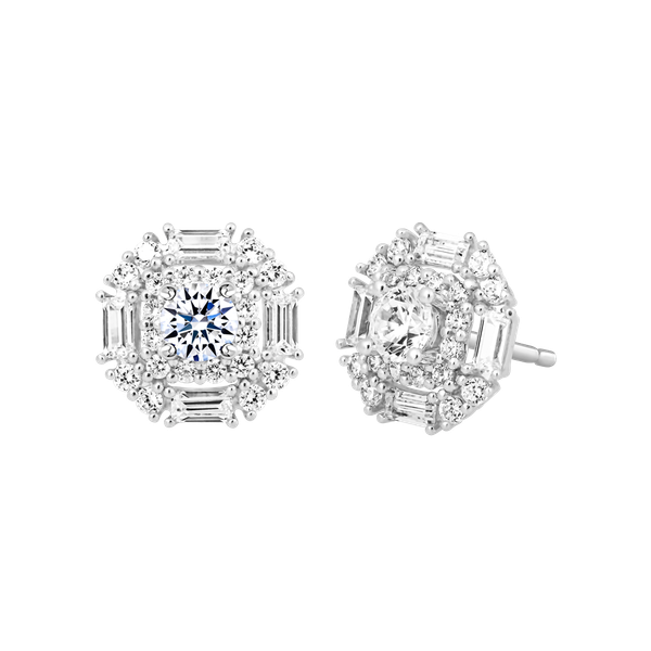 Hoa tai đính đá CZ vàng 14K Creative