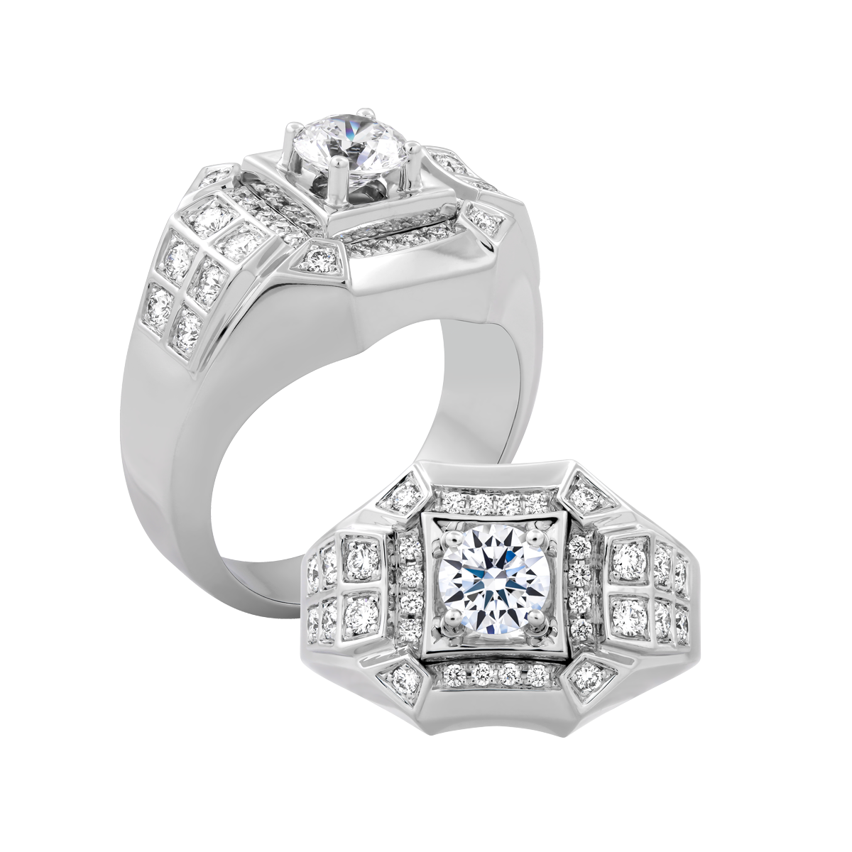 Ổ nhẫn nam kim cương tấm vàng 14K Humming 5C W