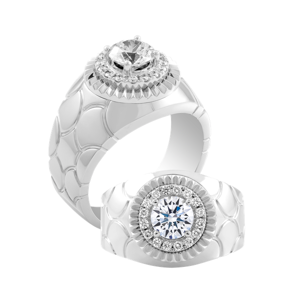 Nhẫn nam kim cương tấm vàng 14K Forbes 5C W
