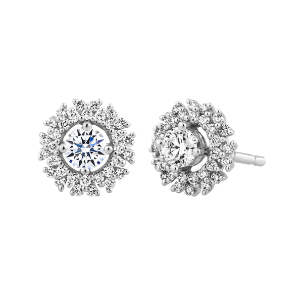Hoa tai kim cương 8 Hearts & Arrows vàng 14K Begonia N H&A 2C