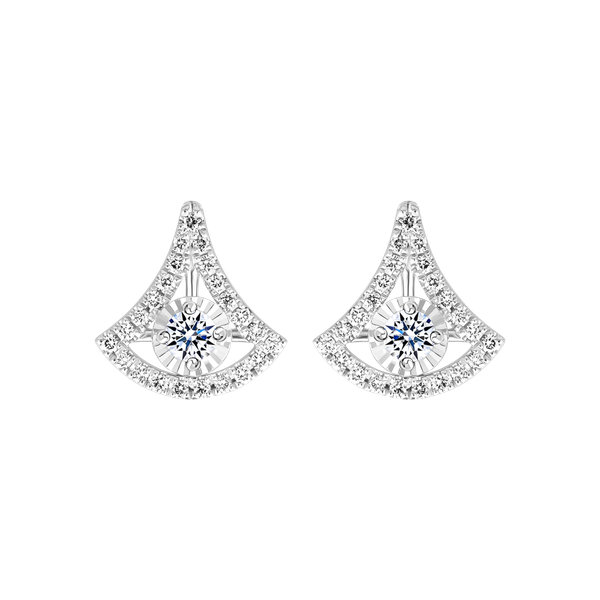 Hoa tai kim cương viên vàng 14K Bagery TD