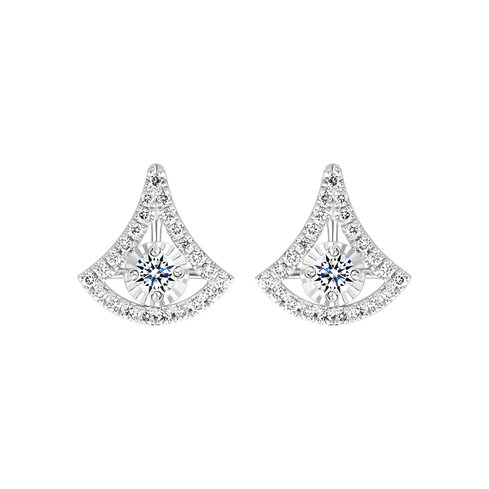 Hoa tai kim cương viên vàng 14K Bagery TD