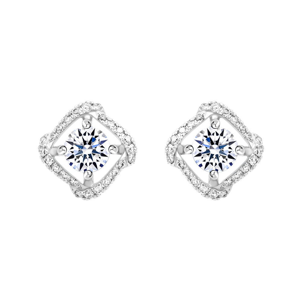 Hoa tai kim cương tấm vàng 14K Linity 3C