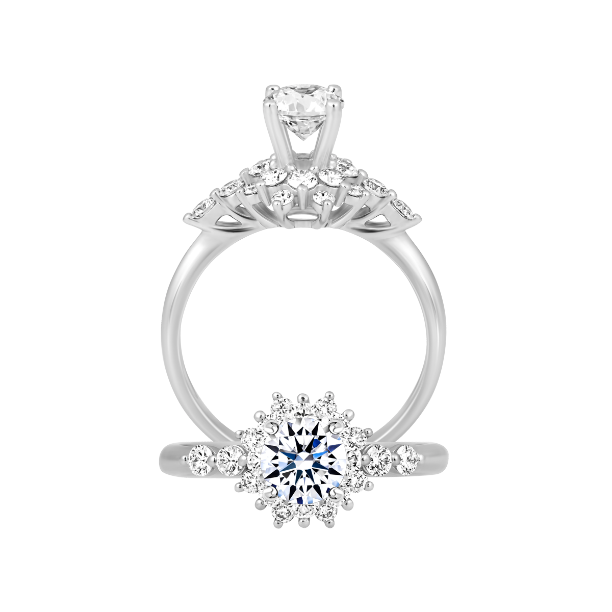 Ổ nhẫn nữ kim cương tấm vàng 14K Catherina 5C