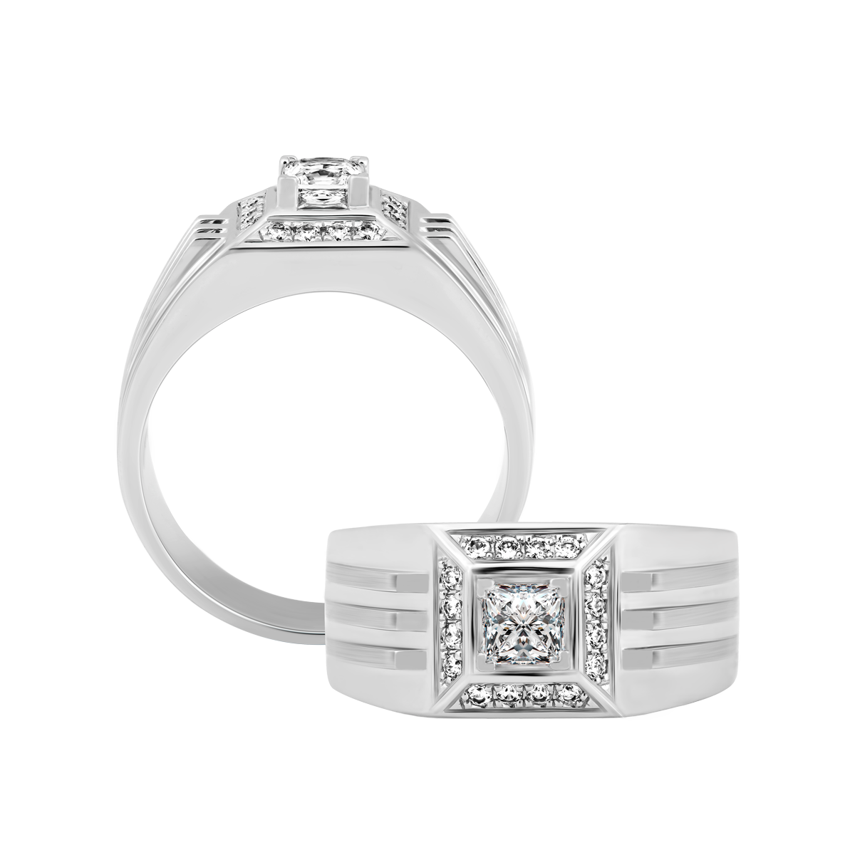 Nhẫn nam đính đá CZ vàng 14K Kevin PR 2C W