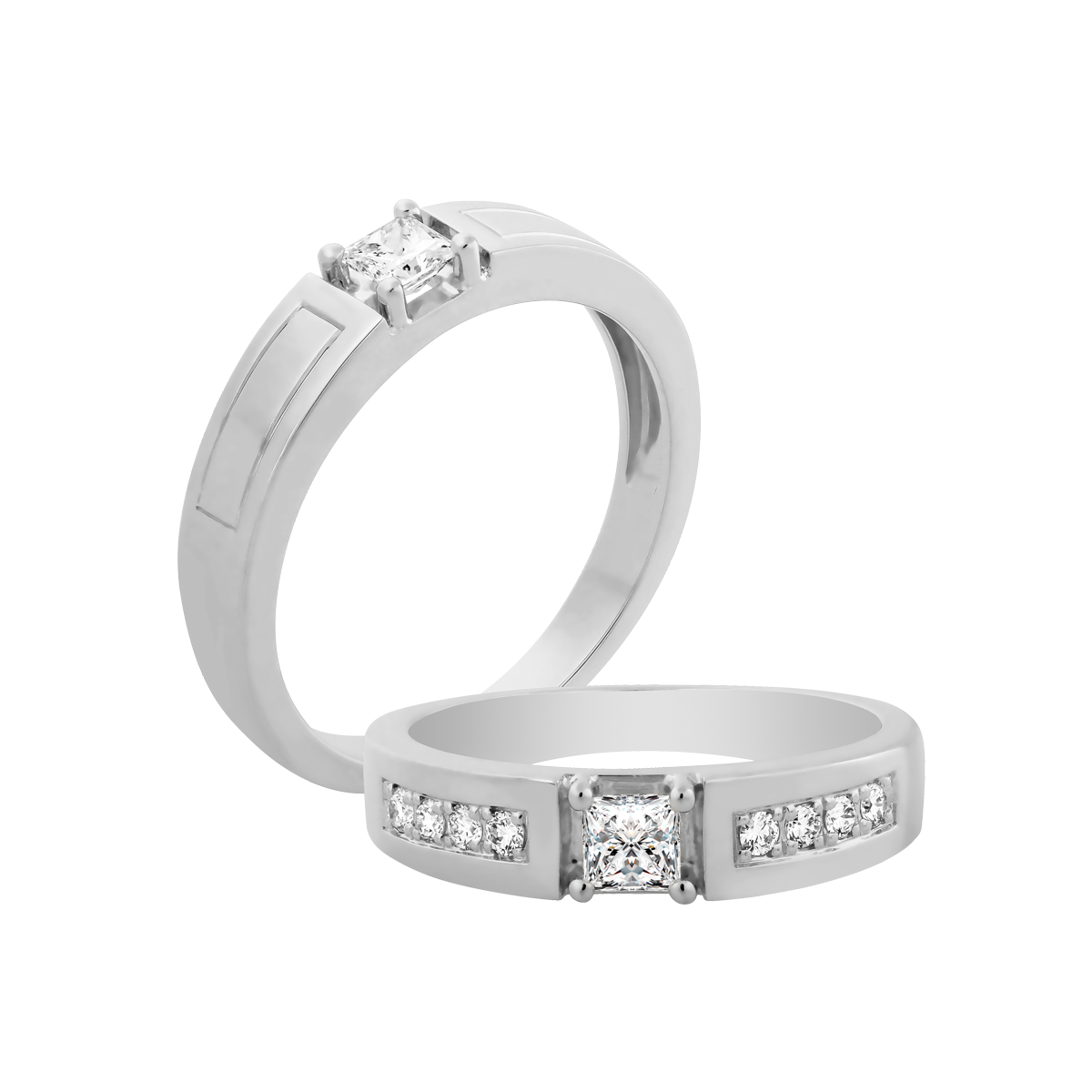 Nhẫn cưới nam kim cương viên vàng 14K Carolina PR1C M