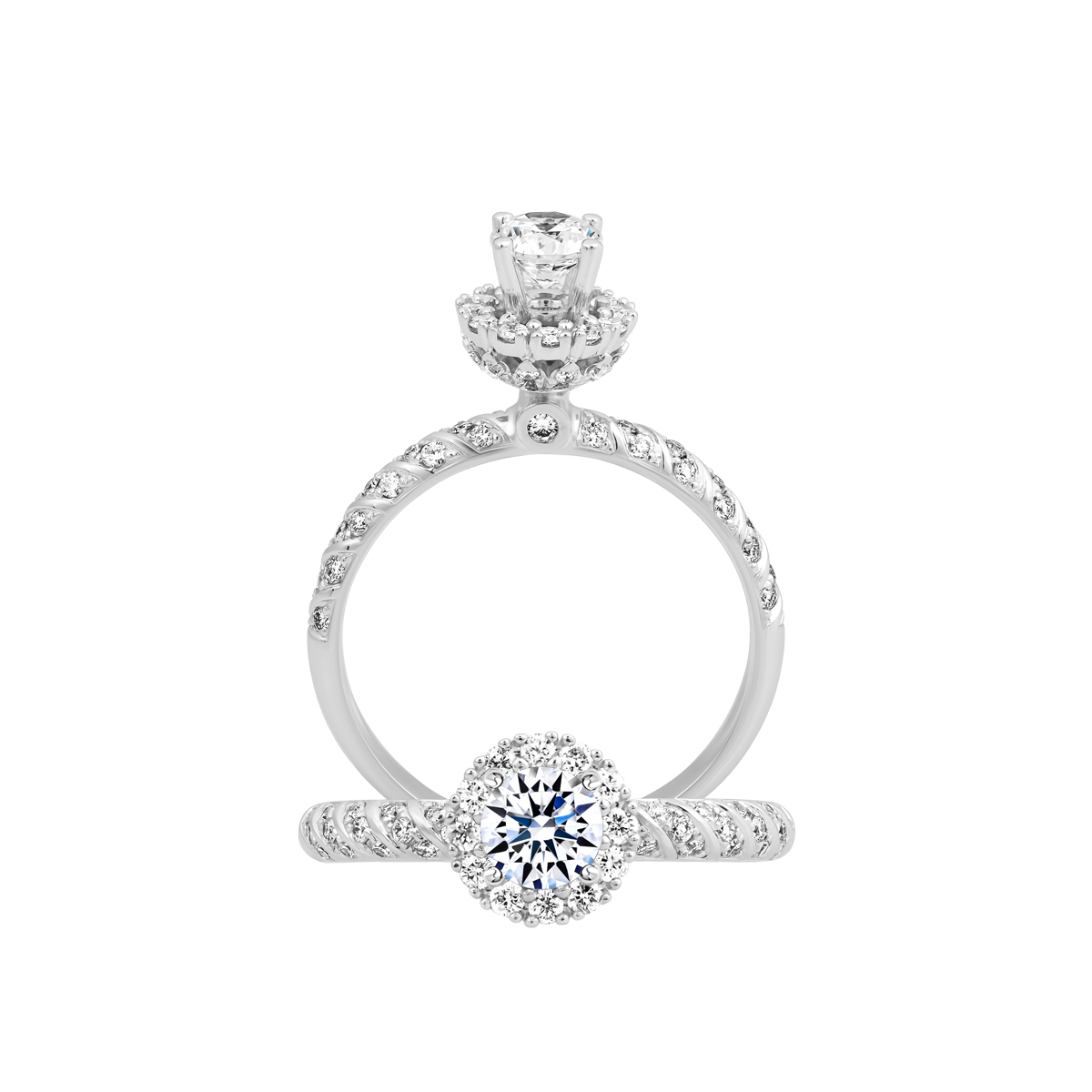Nhẫn nữ kim cương viên vàng 14K Sparkling GIA 3C