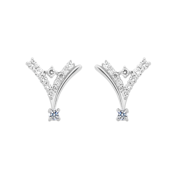 Hoa tai kim cương viên vàng 14K Sofia