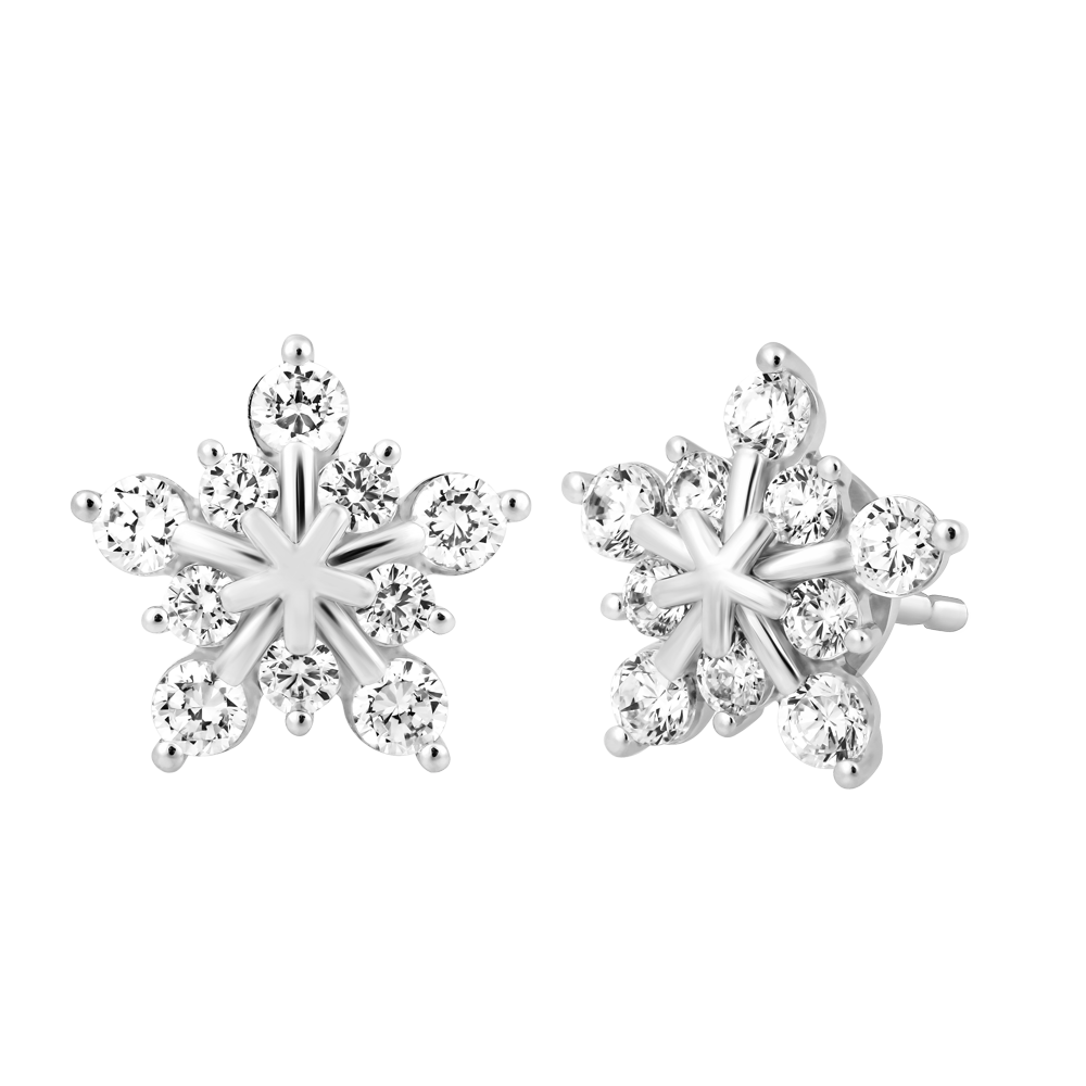 Hoa tai đính đá CZ vàng 10K Snowy 5p