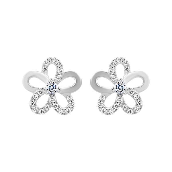 Hoa tai kim cương viên vàng 14K Kapel