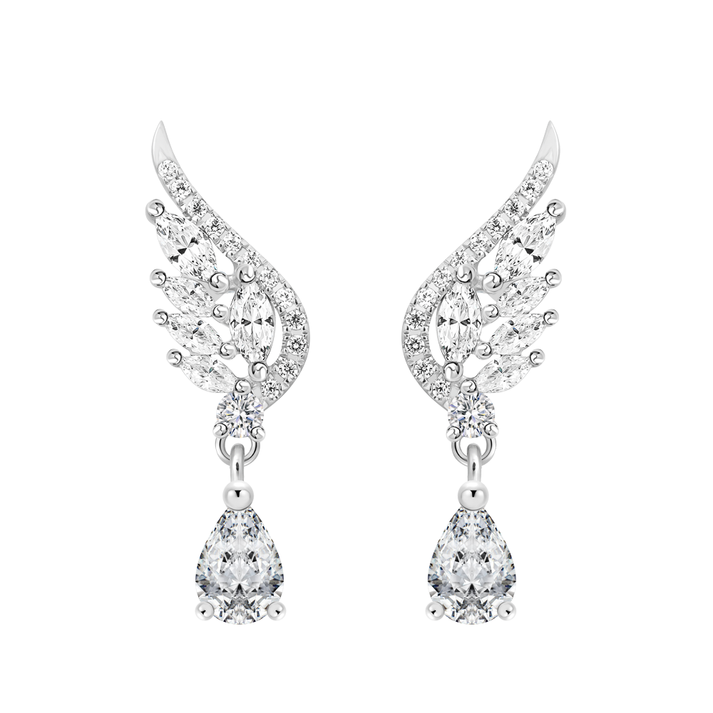 Hoa tai đính đá CZ vàng 18K Swanies