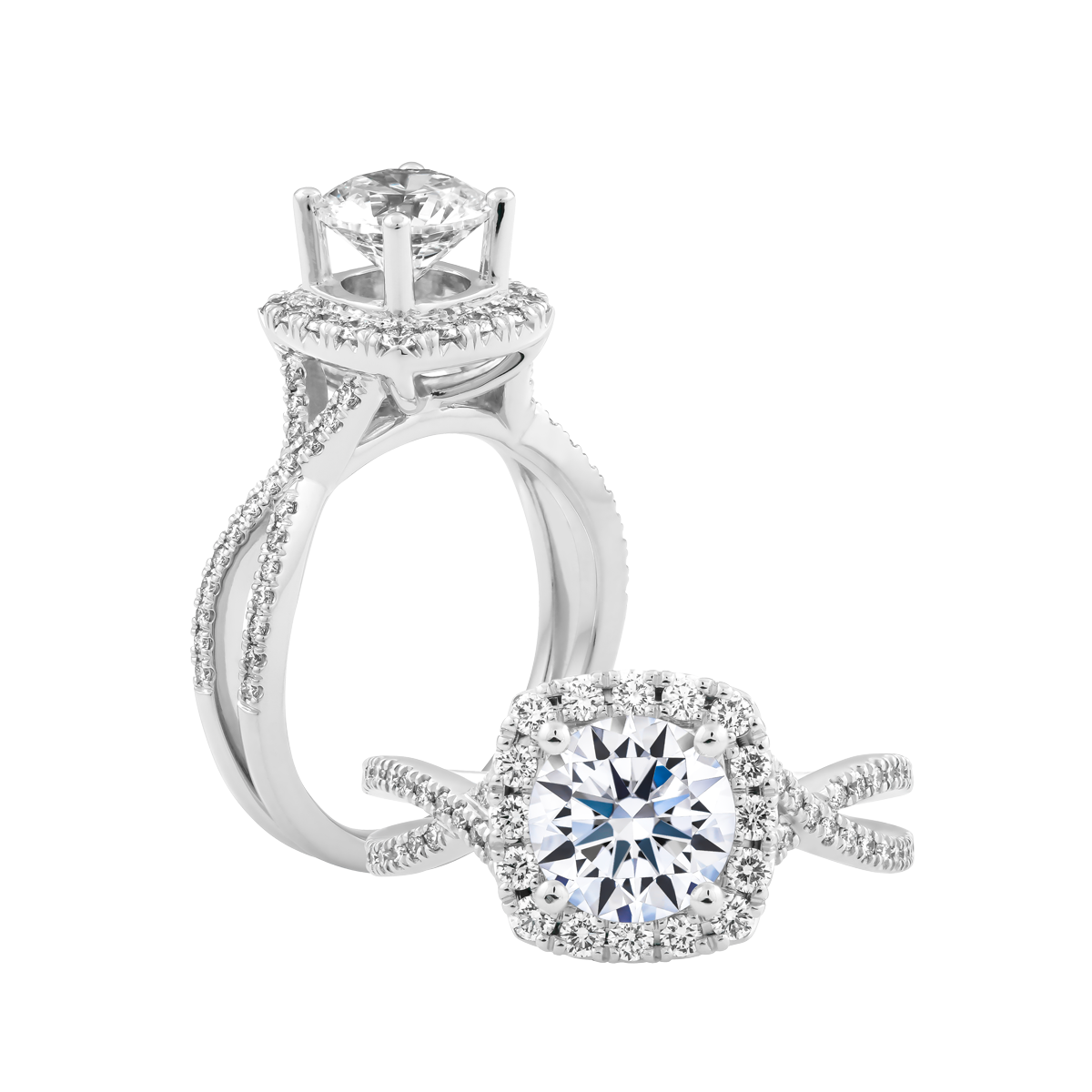 Ổ nhẫn nữ kim cương tấm vàng 14K Shalise 1.5CT