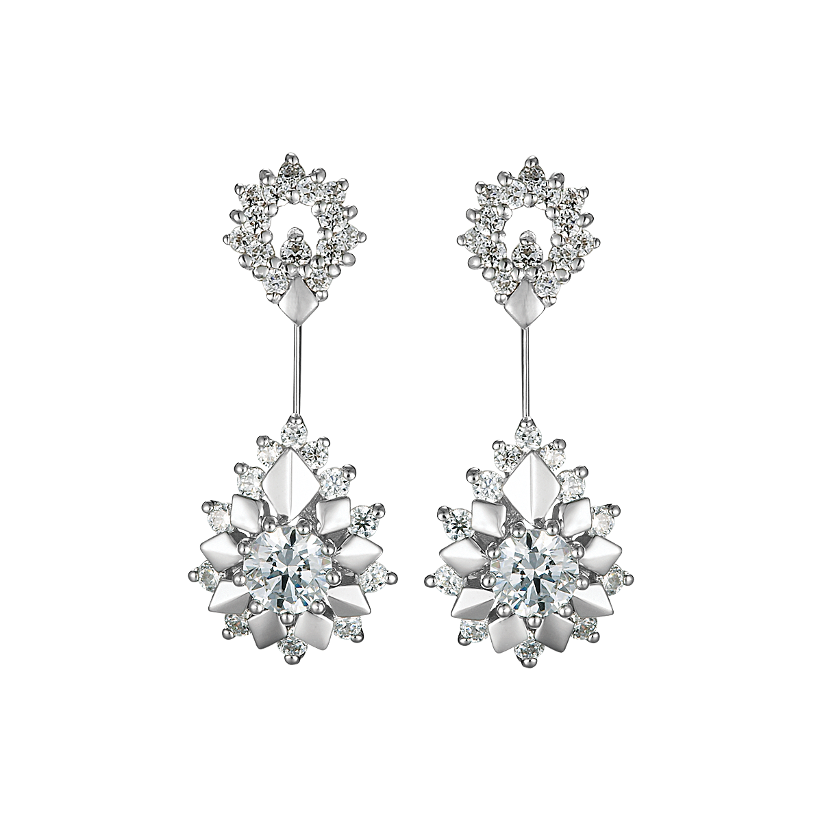 Hoa tai kim cương tấm vàng 14K Fetchingly N 2C