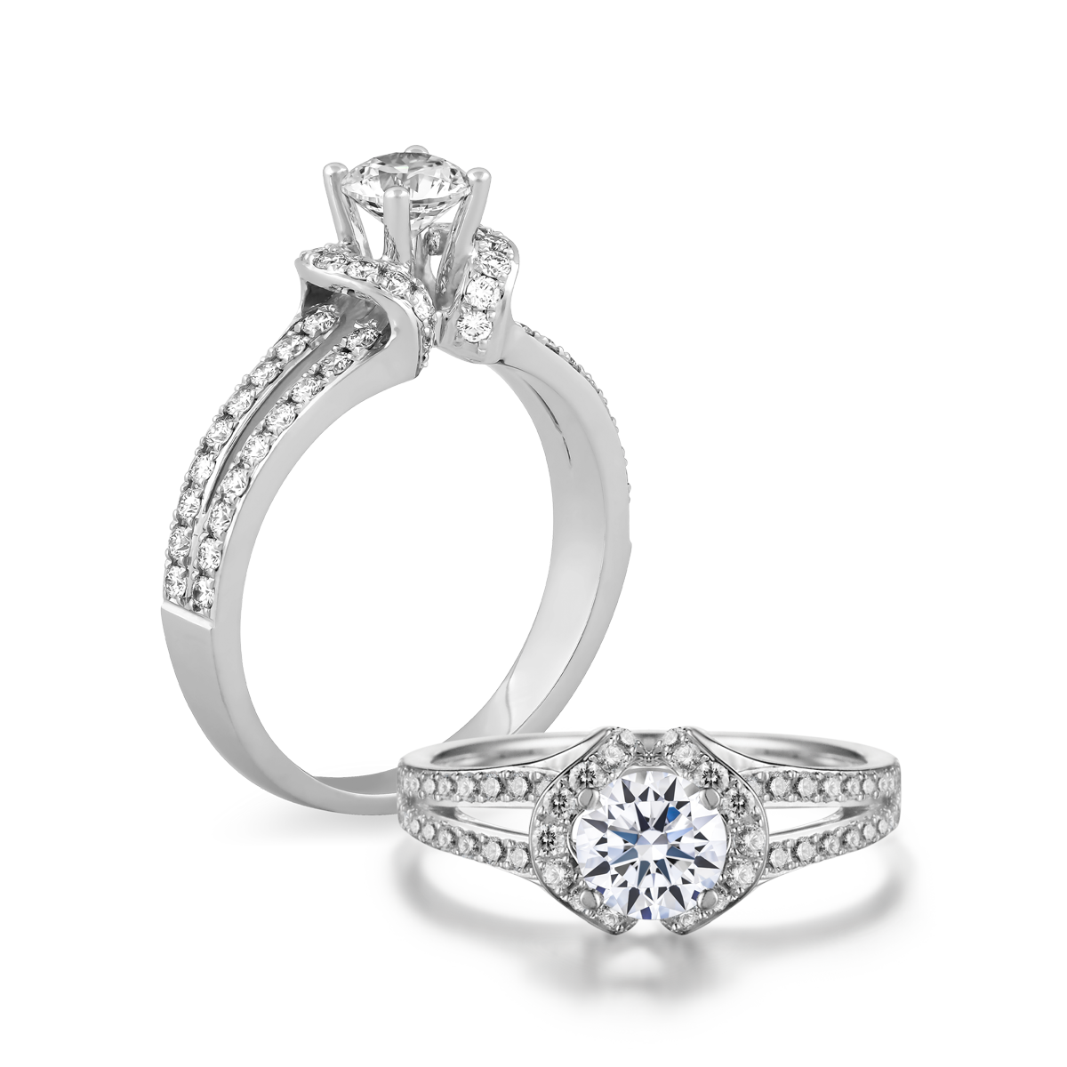 Nhẫn nữ kim cương viên vàng 14K Daedal N GIA 2C