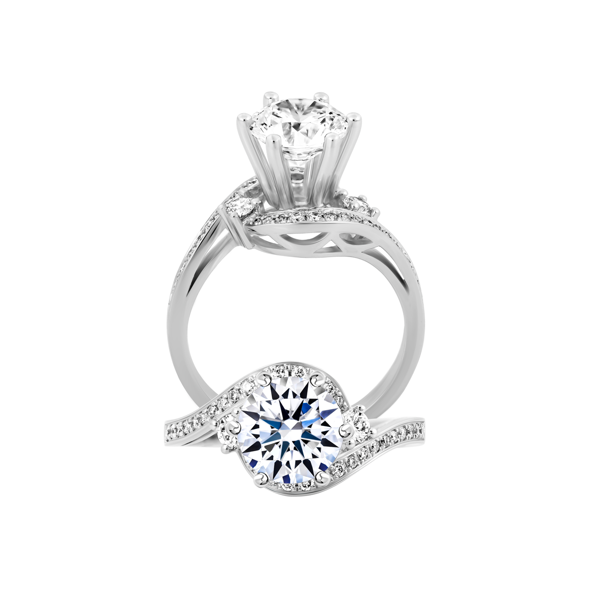 Ổ nhẫn nữ kim cương tấm vàng 14K Genial 1.5CT