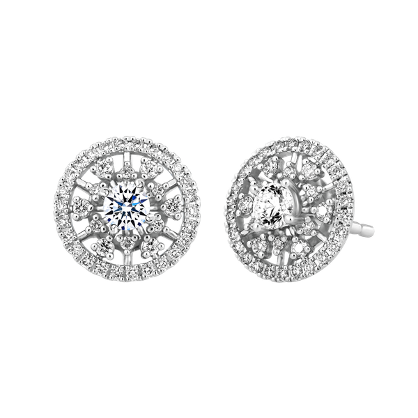 Hoa tai kim cương 8 Hearts & Arrows vàng 14K Claretta H&A 2C