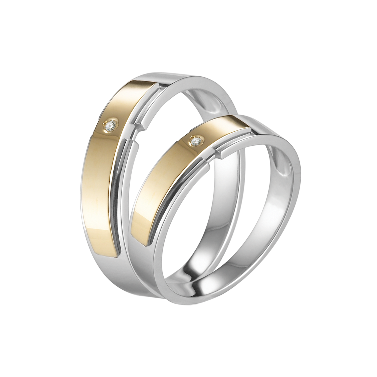 Nhẫn cưới nam kim cương viên vàng 14K Value M